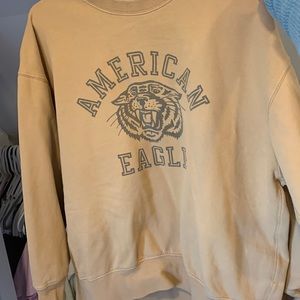 tan american eagle logo sweatshirt
